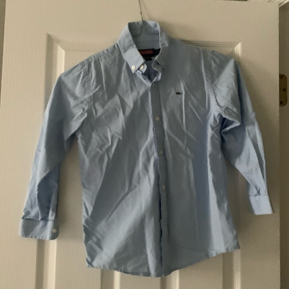 Kids size 7 blue vineyard vines long sleeve dress shirt
